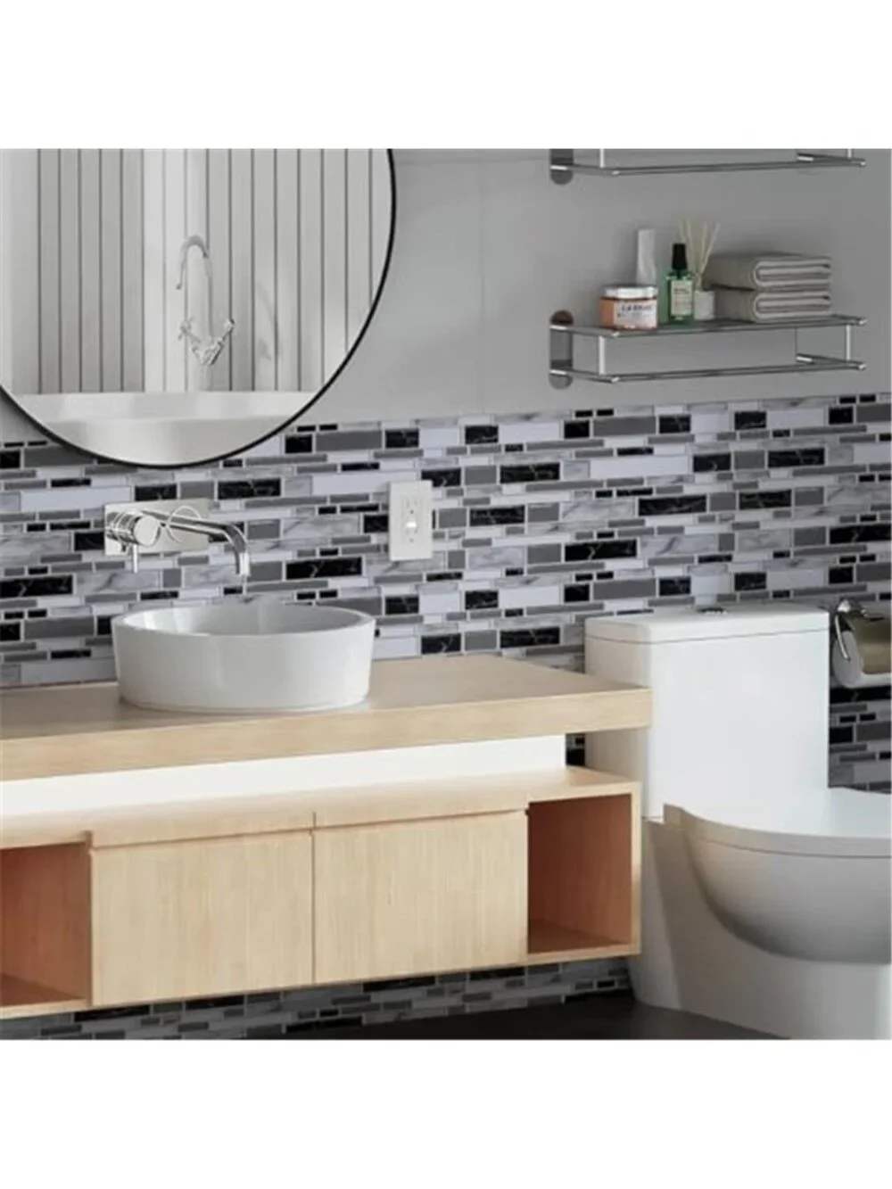Black White Tile Wallpaper Peel And Stick Kitchen Backsplash Contact Paper